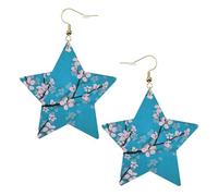 Orecchini da donna con fiori di ciliegio giapponesi, orecchini pendenti a forma di stella scintillante, gioielli alla moda per una serata fuori, One Size, Pelle