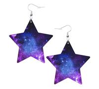 Orecchini da donna con galassia blu, pendenti a forma di stella scintillante, gioielli alla moda per una serata fuori, One Size, Pelle