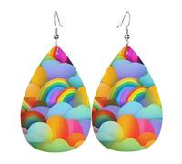 Orecchini da donna con motivo a cuori arcobaleno, orecchini pendenti a forma di stella, gioielli pendenti chic per celebrazioni, One Size, Pelle
