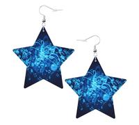 Orecchini da donna con note musicali blu, orecchini pendenti a forma di stella scintillante, gioielli alla moda per una serata fuori, One Size, Pelle