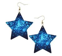 Orecchini da donna con note musicali blu, orecchini pendenti a forma di stella scintillante, gioielli alla moda per una serata fuori, One Size, Pelle