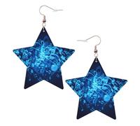 Orecchini da donna con note musicali blu, orecchini pendenti a forma di stella scintillante, gioielli alla moda per una serata fuori, One Size, Pelle