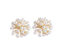 Orecchini da donna con perle e fuochi d'artificio in metallo tinta unita, design elegante e durevole