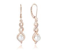 Orecchini da donna con perle in argento Sterling 925, con pendente a monachella, con perla singola, per anniversario, festa della mamma, compleanno, Natale, regali per lei, Argento sterling, Perla