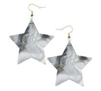 Orecchini da donna con pietra marmorea orientale, orecchini pendenti a forma di stella scintillante, gioielli alla moda per una serata fuori, One Size, Pelle