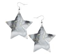 Orecchini da donna con pietra marmorea orientale, orecchini pendenti a forma di stella scintillante, gioielli alla moda per una serata fuori, One Size, Pelle