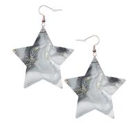 Orecchini da donna con pietra marmorea orientale, orecchini pendenti a forma di stella scintillante, gioielli alla moda per una serata fuori, One Size, Pelle