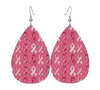 Orecchini da donna con stampa a nastro rosa, orecchini in pelle a goccia alla moda per le donne alla moda, orecchini a goccia colorati