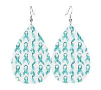 Orecchini da donna con stampa a nastro turchese, orecchini in pelle a goccia alla moda per le donne alla moda, orecchini a goccia colorati