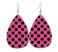 Orecchini da donna con stampa a pois rosa audaci, orecchini in pelle a goccia alla moda per le donne alla moda, orecchini a goccia colorati