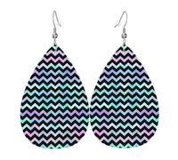 Orecchini da donna con stampa a righe ondulate, orecchini in pelle a goccia alla moda per le donne alla moda, orecchini a goccia colorati