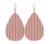 Orecchini da donna con stampa a righe rosa e arancioni, alla moda, in pelle a goccia, alla moda, orecchini a goccia colorati