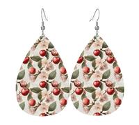 Orecchini da donna con stampa di ciliegie rosa, orecchini in pelle a goccia alla moda per le donne alla moda, orecchini a goccia colorati