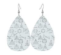 Orecchini da donna con stampa di equazione matematica, orecchini colorati in pelle a goccia per le donne alla moda, orecchini a goccia gioielli