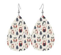 Orecchini da donna con stampa gufo nel bosco, orecchini in pelle a goccia alla moda per le donne alla moda, orecchini a goccia colorati