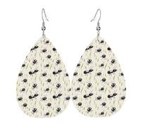 Orecchini da donna con stampa nera e formica, alla moda, in pelle, alla moda, alla moda, orecchini a goccia colorati