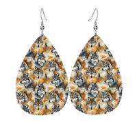 Orecchini da donna con stampa testa di lupo nel bosco, orecchini in pelle a goccia alla moda per le donne alla moda, orecchini a goccia colorati
