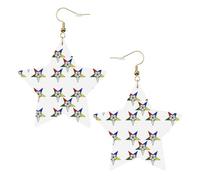 Orecchini da donna con stelle orientali e stelle, orecchini pendenti a forma di stella scintillante, gioielli alla moda per una serata fuori, One Size, Pelle