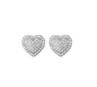 Orecchini da donna con strass e cuori per la primavera e gioielli eleganti per ragazze, accessori classici alla moda per l'uso quotidiano, orecchini per bambini in argento sterling, Taglia unica, lega