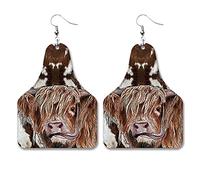 Orecchini da donna con targhetta a forma di mucca, geometrici, cowboy, cowgirl, leopardo, orecchini in pelle con stampa leopardata, gioielli per ragazze, gioielli Wild West, pelle metall, Pelle e