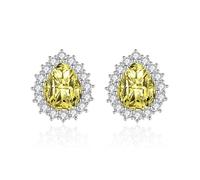 Orecchini da donna, con zirconi, colore giallo, lacrima, per la festa della mamma, gioielli, KupferTropfenformBirnenform, Rame, Zirconia cubica
