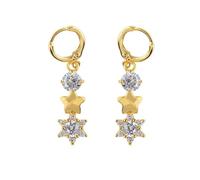Orecchini da donna con zirconi cubici, orecchini pendenti in oro a forma di stella con leva, orecchie alla moda