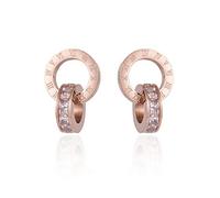 Orecchini da donna con zirconi, orecchini a cerchio pendenti, orecchini a chiodo in oro rosa con diamanti per donna, gioielli a doppio cerchio