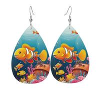 Orecchini Da Donna Coral Reef With Colorful Fish Ecopelle Orecchino Decorazioni Per Feste Classico Orecchini A Goccia, Per Carnevale, Valentine'S Day, Ouple