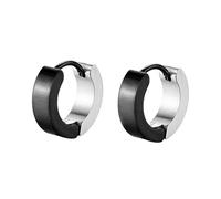 Orecchini da donna, da matrimonio, a cerchio nero, da donna, in argento, in acciaio inossidabile, con cerchio bicolore 9 x 4 mm, per il nuovo anno, Cercle bicolore en acier inoxydable, Acciaio