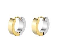 Orecchini da donna, da matrimonio, a cerchio nero, da donna, in argento, in acciaio inossidabile, con cerchio bicolore 9 x 4 mm, per il nuovo anno, Cercle bicolore en acier inoxydable, Acciaio