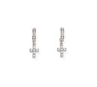 Orecchini da donna di Amen della collezione croci. Gioiello realizzato in argento 925 rodiato con zirconi bianchi. Lunghezza: 2cm e croce h. 8mm. La referenza è ebcbb