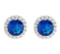 Orecchini da donna di Amen della collezione Diamonds. Gioiello in argento 925 con placcatura in rodio e zirconi bianchi e zircone blu. La referenza è: ELUBOBBBLZ.