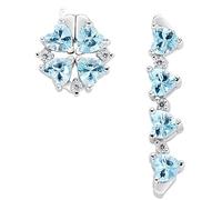 Orecchini da donna di Amen della collezione Quadricuore. Orecchini in argento 925 con zirconi acquamarina e bianchi rodiato. Misure: Chiusi 8 mm - Aperti lungh.2 cm. La referenza è EMHBAC