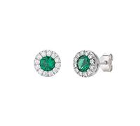 Amen Orecchini Donna Diamond Punto Luce Zirconi Bianco Verde