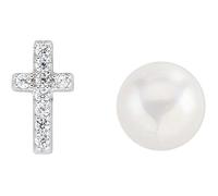 Orecchini da donna di Amen. Orecchini realizzati in argento 925 rodiato e perla e zirconi bianchi. La referenza è ecrpebbz