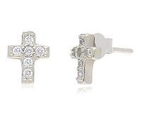 Orecchini da donna di GioiaPura. Gioiello realizzato in argento 925 con 12 zirconi bianchi di 1 mm con croce. Chiusura a perno e farfalla. La referenza è ins083or005rhwh