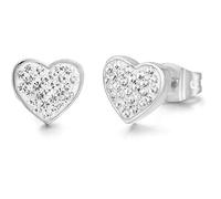 Orecchini da donna di Luca Barra della collezione holiday. Orecchini in acciaio 316l con cuore e cristalli bianchi. La refernza è lbok959