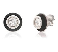 Orecchini da donna di Ops Objects della collezione precious candy. Orecchini realizzati in acciaio lucido, smalto nero e cristallo. La chiusura è a farfallina. La referenza è opsor-753