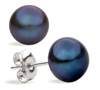 Orecchini da donna di perle bottone coltivate d'acqua dolce in nero SECRET & YOU - Argento sterling 925 - Disponibile in 4 misure da 8 mm a 11 mm
