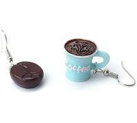 Orecchini da donna, divertenti, asimmetrici, a forma di tazza di chicco di caffè, con gancio, comodi e intelligenti