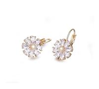 Orecchini da donna e matrimonio, orecchini pendenti blu placcato oro zircone cubico fiore 20 x 13 mm per festa della mamma gioielli, base plaquée orFleur en forme de poire, base placcata in oro