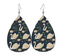 Orecchini Da Donna Elegant White Swan And Lotus Orecchini Pendent Leggera Moda Orecchino In Pelle Per Feste Tutti I Giorni Decorazioni