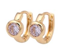 Orecchini da donna eleganti, orecchini a cerchio in oro, set piccoli e rotondi con zirconi 7 x 13 mm, per gioielli da sposa