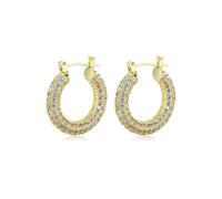 Orecchini da donna eleganti orecchini da donna a cerchio bianco con molti piccoli zirconi per gioielli di compleanno, Gold, Rame, Zirconia cubica