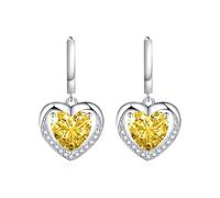 Orecchini da donna eleganti orecchini da donna cuore giallo zircone dolce doppio cuore per ballo di fine anno gioielli, Coppersweet-Stil, Doppelherz, Herzform, Rame, Zirconia cubica