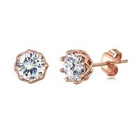 Orecchini da donna eleganti orecchini in argento 925 spina in oro bianco con zirconi rotondi per San Valentino gioielli, 925 Sterling SilberRundrunde Form, Argento sterling, Zirconia cubica