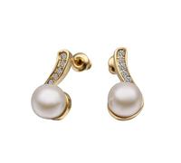 Orecchini da donna eleganti orecchini oro piccoli zirconi rotondi perle 16 x 8 mm per gioielli di laurea