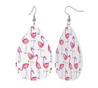 Orecchini Da Donna Fancy Cute Flamingos Watercolor Ecopelle Orecchino Confortevoli Orecchini A Goccia Lunghi, Per Le Donne, Carnevale, Party