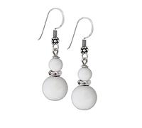 Orecchini da donna fatti a Mano con Doppia ietra preziosa e orecchini pendenti in argento sterling - Idee regalo per le donne (Guscio Bianco)