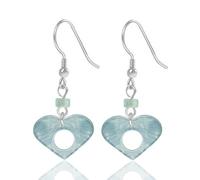 Orecchini da donna, gioielli Orecchini a cuore di giada Parti in argento puro Feng Shui Amore Amuleto Chakra Gemma dell'equilibrio Acqua blu Fei Cui Giada Ciondolo for orecchie di cristallo Gioielli f